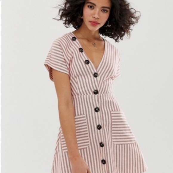 Moon River Anthropologie Striped Button Dress - Picture 6 of 11